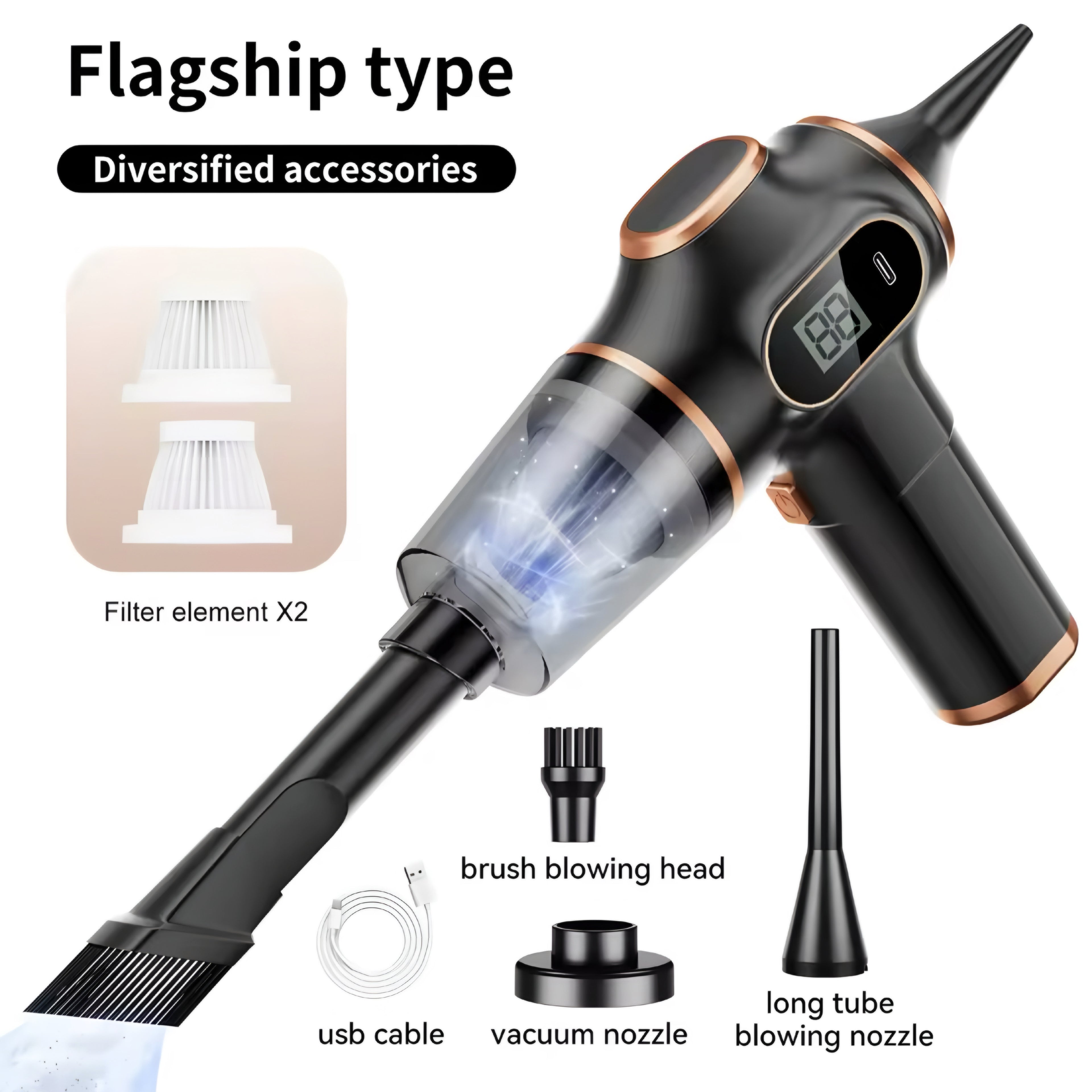 Aspirapolvere Portatile Senza Fili ABS – Potente Mini Aspiratore per Auto, Casa e Ufficio